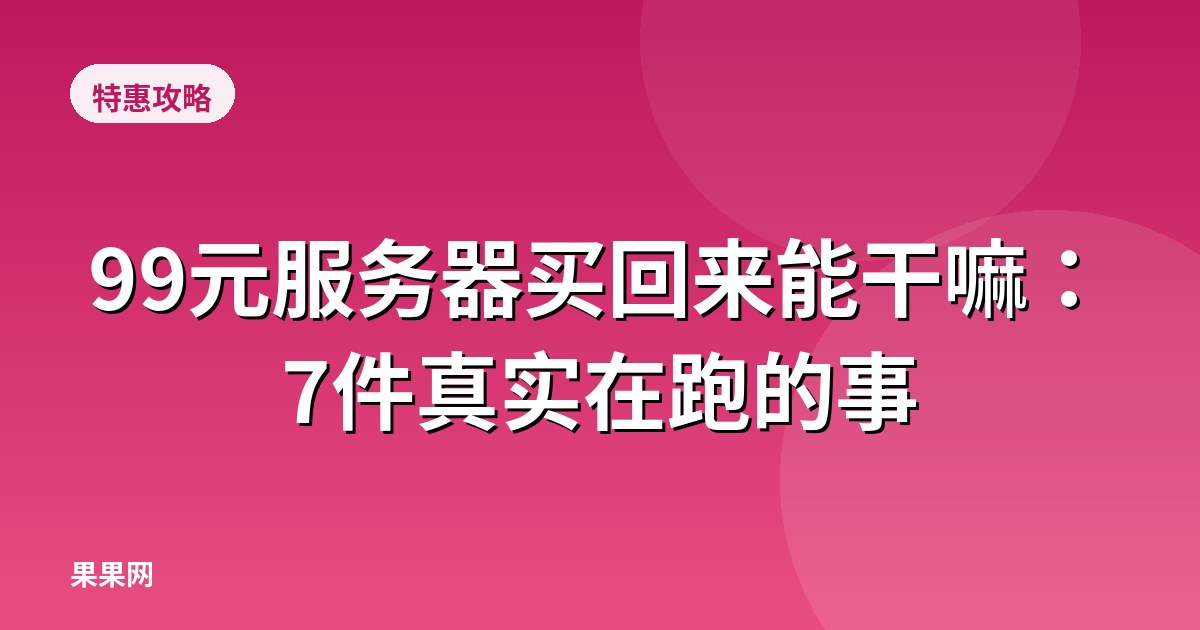 99元服务器买回来能干嘛：7件真实在跑的事